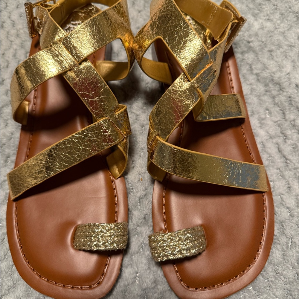 Nordstrom Gold and Brown Strappy Sandals